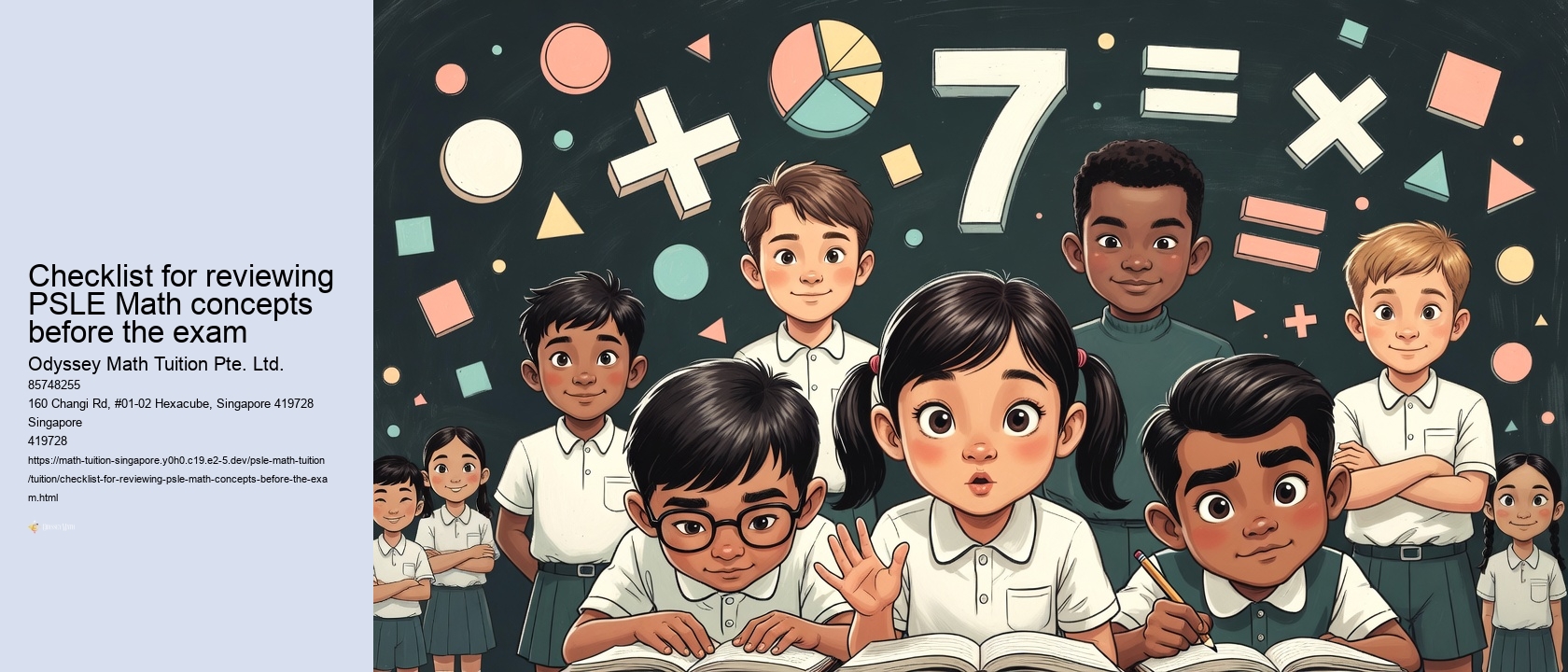Checklist for reviewing PSLE Math concepts before the exam