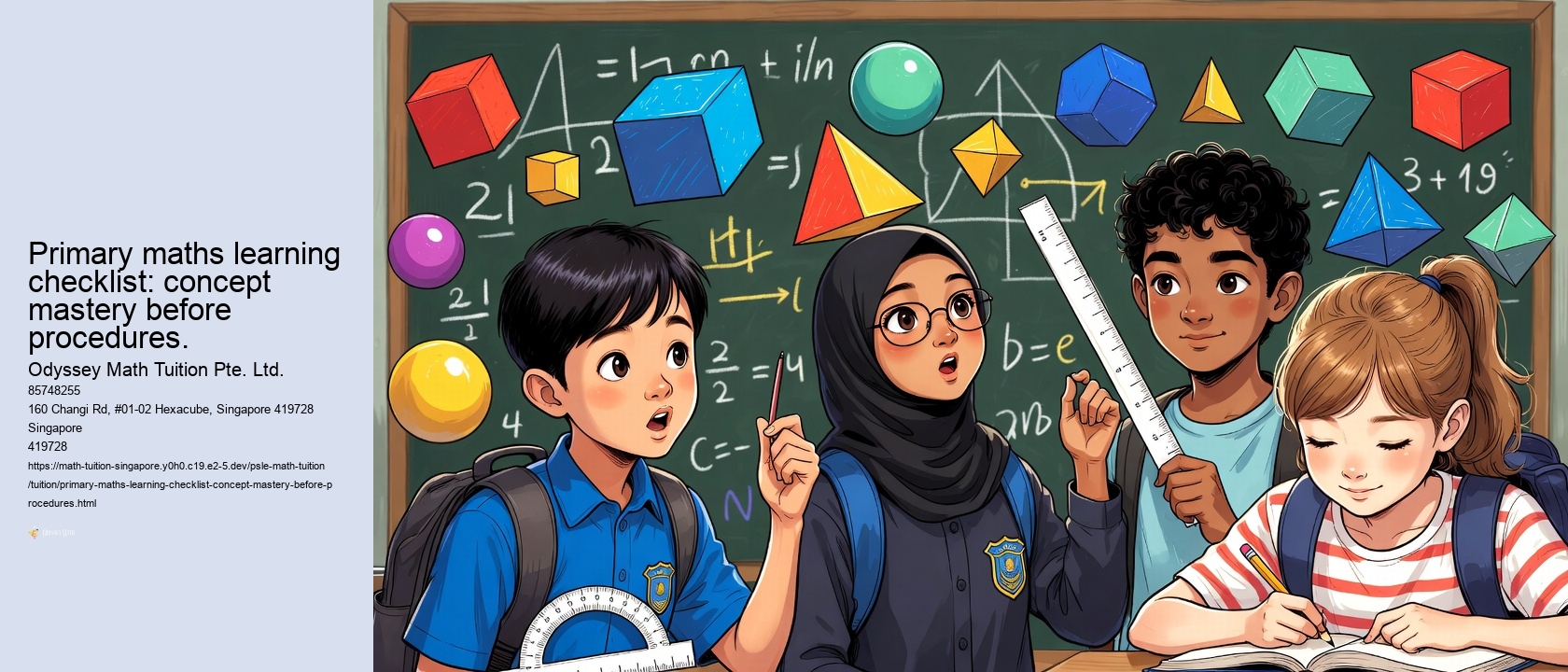 Primary maths learning checklist: concept mastery before procedures.
