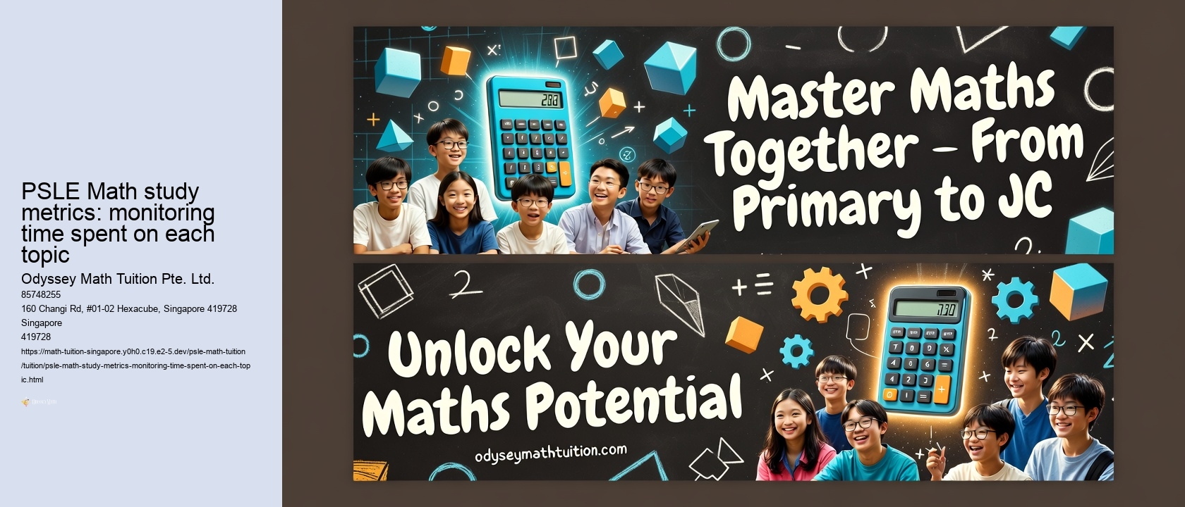 PSLE Math study metrics: monitoring time spent on each topic